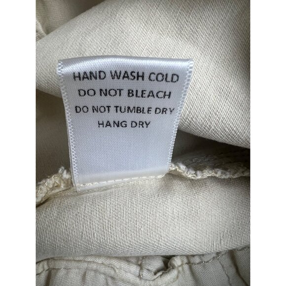 Miou Muse Utility Style Beige Cotton Romper With Button Front Pockets Medium - Picture 8 of 14